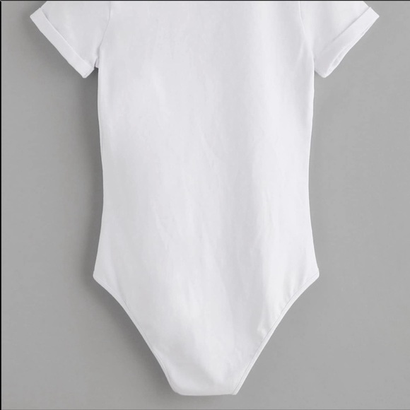 White V-Neck Bodysuit - Picture 3 of 4